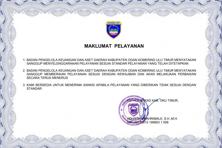MAKLUMAT PELAYANAN BPKAD TAHUN 2026